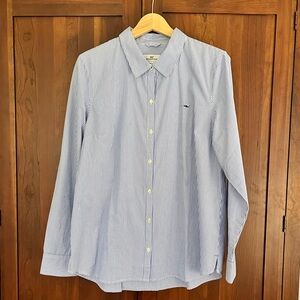 Vineyard Vines, women’s, size 16, blue and white striped, button down shirt